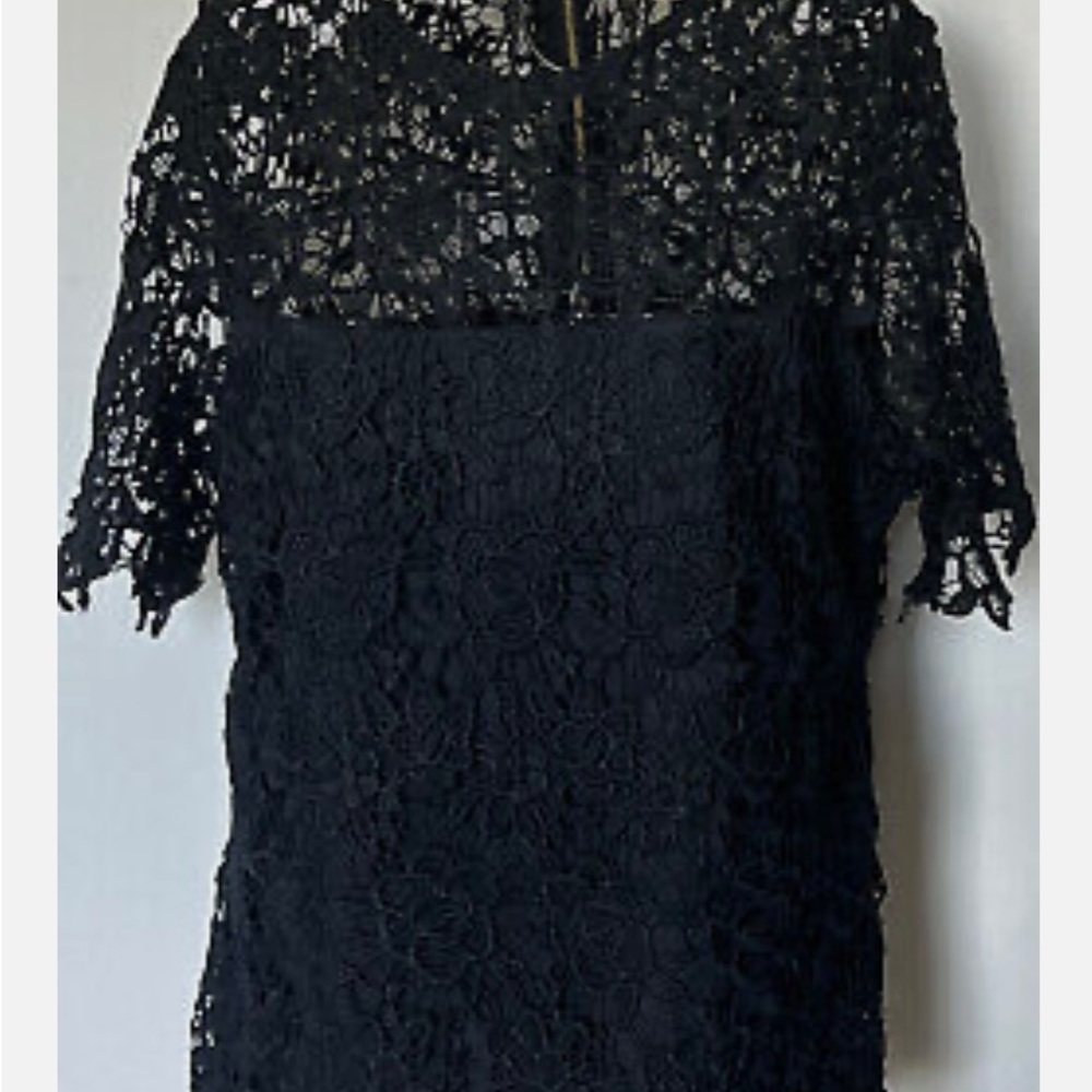 Anthropologie Nanette Lepore Embroidered Crochet Laced Dark Navy Shirt - Picture 8 of 8